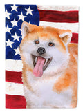 Akita Patriotic House Flag 28x40 Porch Sleeve Pole Decorative Outside Yard Banner Artwork Wall Hanging, Polyester