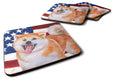 Akita Patriotic Foam Coasters Set of 4 Cup Coasters for Indoor Outdoor, Tabletop Protection, Anti Slip, Mouse pad Material