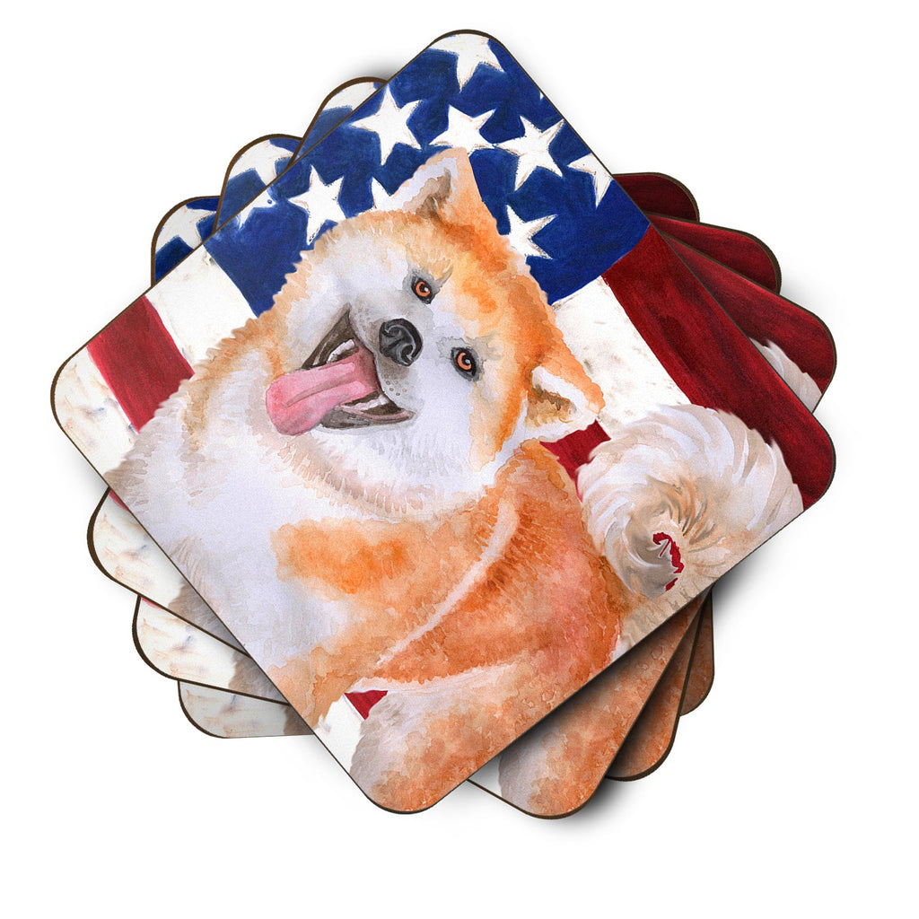 Akita Patriotic Foam Coasters Set of 4 Cup Coasters for Indoor Outdoor, Tabletop Protection, Anti Slip, Mouse pad Material