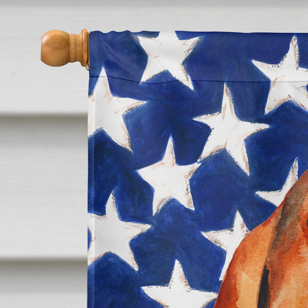 Basset Hound Patriotic House Flag 28x40 Porch Sleeve Pole Decorative Outside Yard Banner Artwork Wall Hanging, Polyester