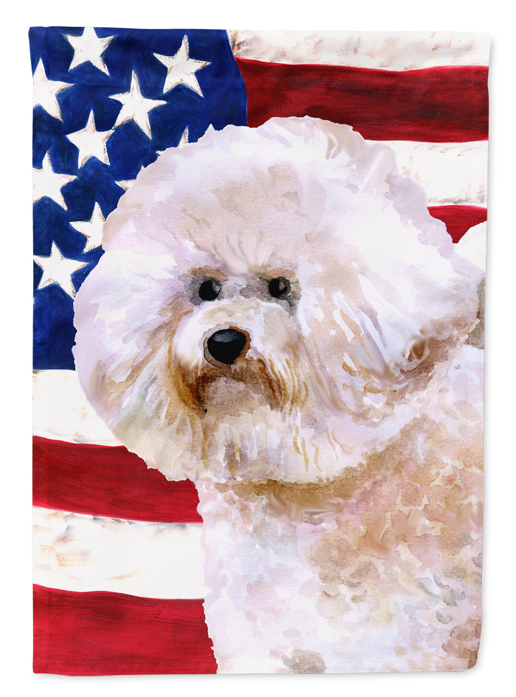 Bichon Frise #2 Patriotic House Flag 28x40 Porch Sleeve Pole Decorative Outside Yard Banner Artwork Wall Hanging, Polyester