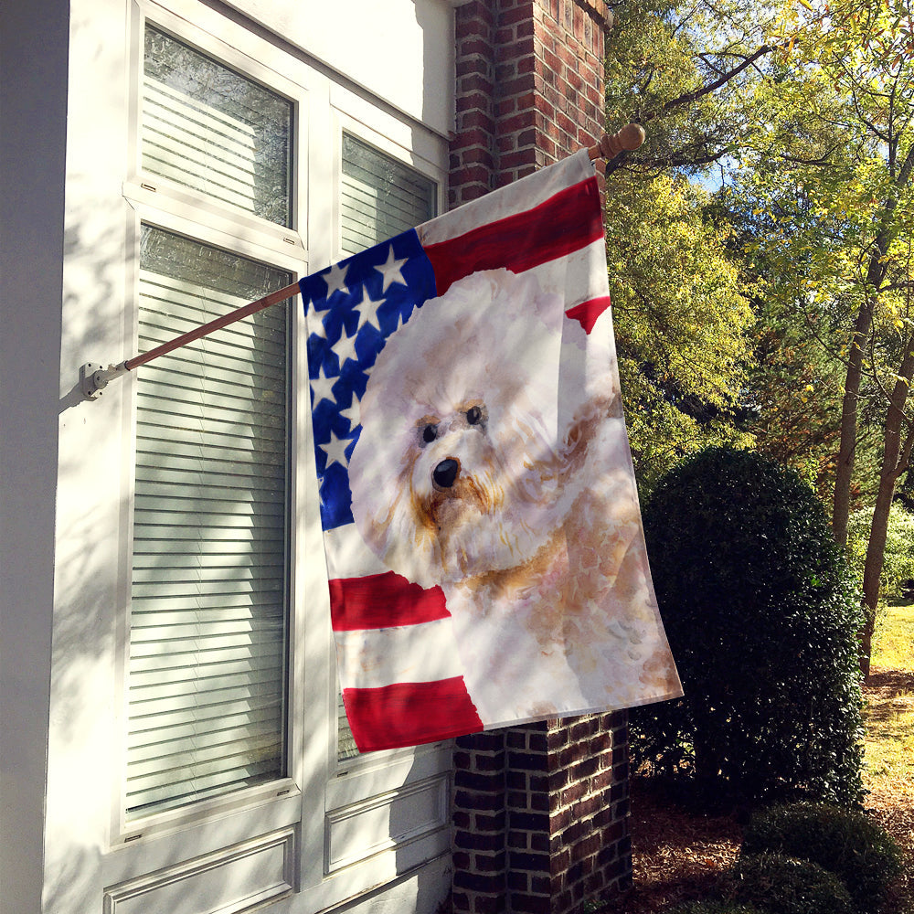 Bichon Frise #2 Patriotic House Flag 28x40 Porch Sleeve Pole Decorative Outside Yard Banner Artwork Wall Hanging, Polyester