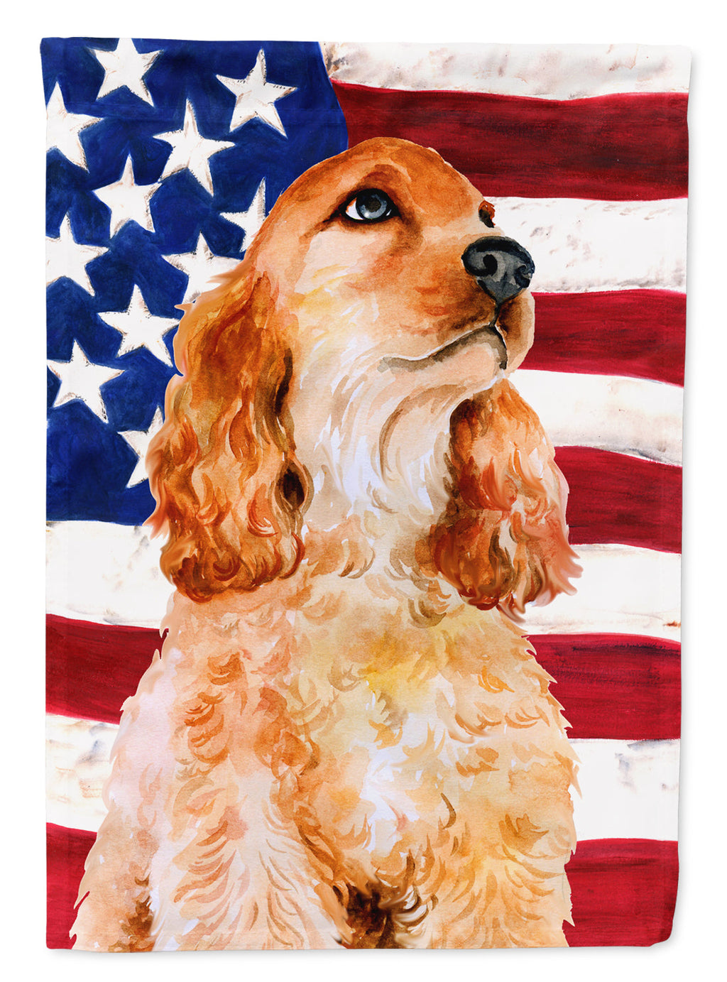 Cocker Spaniel Patriotic House Flag 28x40 Porch Sleeve Pole Decorative Outside Yard Banner Artwork Wall Hanging, Polyester