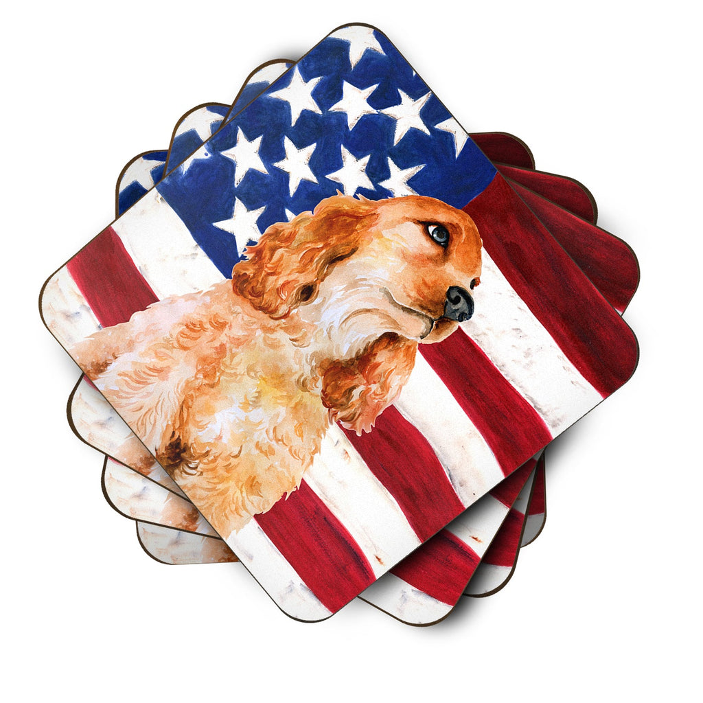 Cocker Spaniel Patriotic Foam Coasters Set of 4 Cup Coasters for Indoor Outdoor, Tabletop Protection, Anti Slip, Mouse pad Material