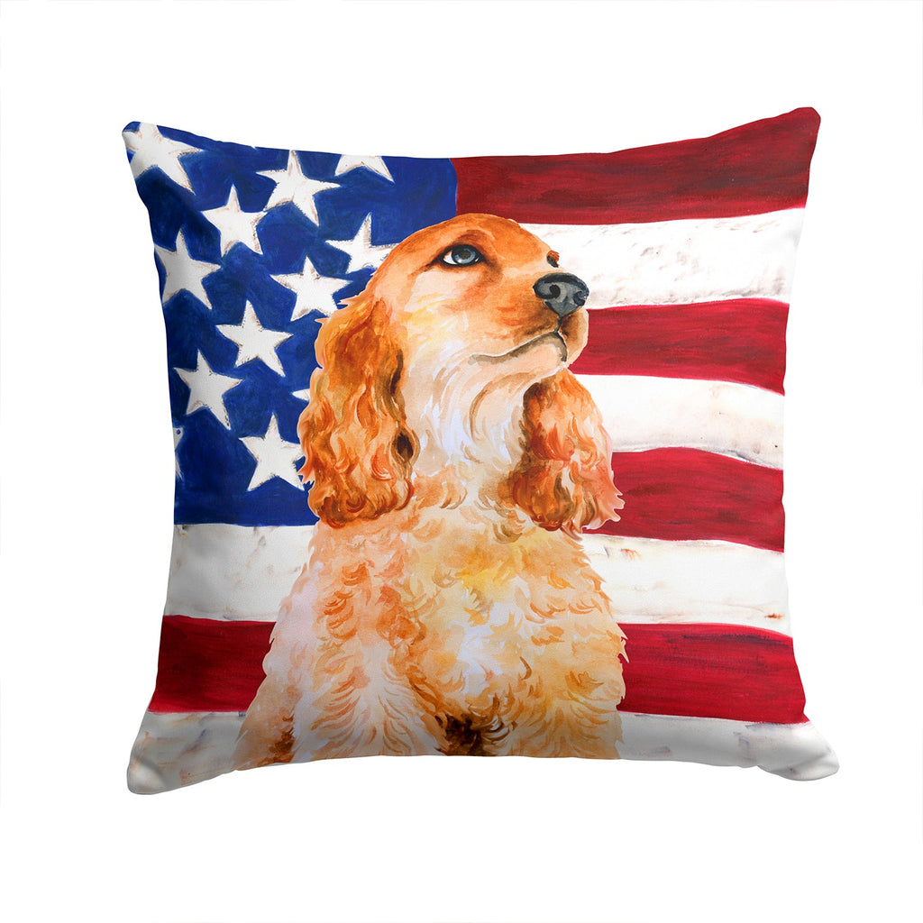 Cocker Spaniel Patriotic Decorative Throw Pillow 14x14 Indoor Outdoor Accent Cushion, Fabric Cover with Insert for Sofa, Bed, Porch & Living Room
