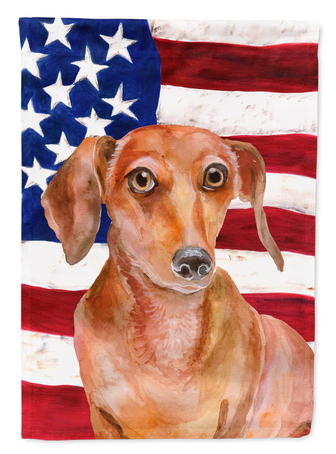 Red Dachshund Patriotic House Flag 28x40 Porch Sleeve Pole Decorative Outside Yard Banner Artwork Wall Hanging, Polyester