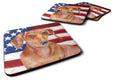 Red Dachshund Patriotic Foam Coasters Set of 4 Cup Coasters for Indoor Outdoor, Tabletop Protection, Anti Slip, Mouse pad Material