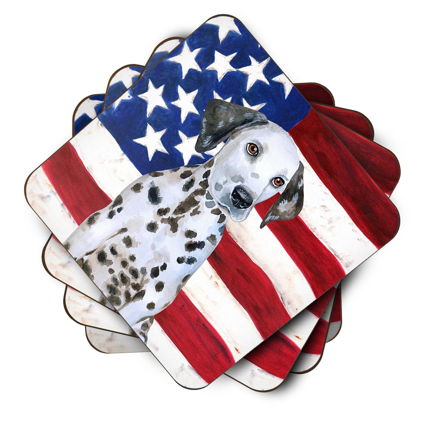 Dalmatian Puppy Patriotic Foam Coasters Set of 4 Cup Coasters for Indoor Outdoor, Tabletop Protection, Anti Slip, Mouse pad Material