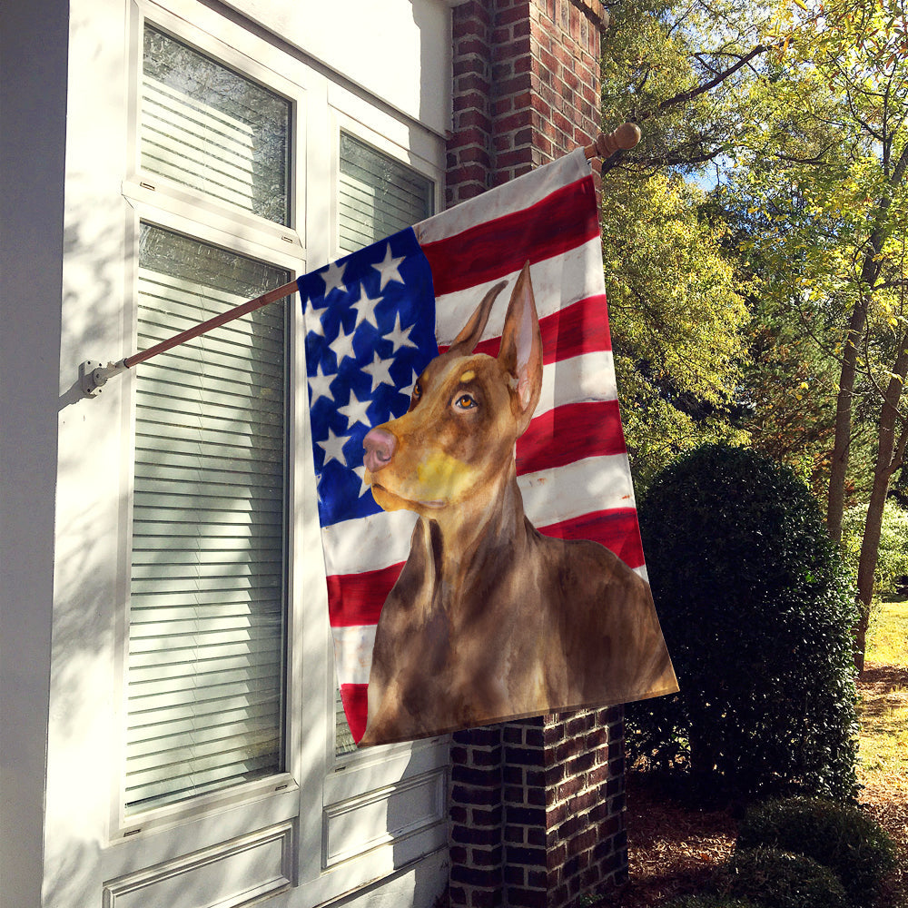 Doberman Pinscher Patriotic House Flag 28x40 Porch Sleeve Pole Decorative Outside Yard Banner Artwork Wall Hanging, Polyester