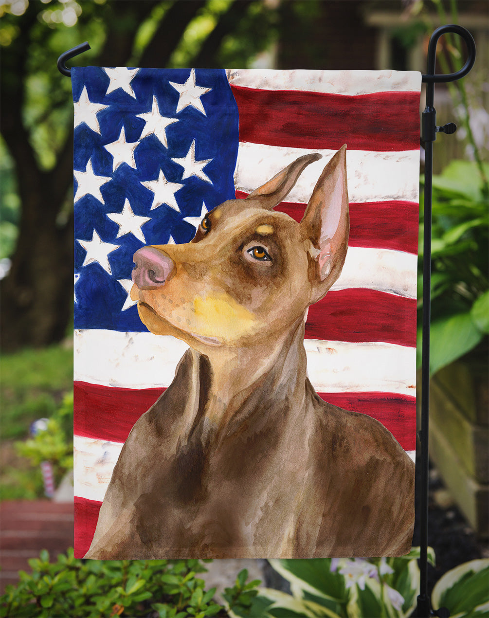 Doberman Pinscher Patriotic Garden Flag Mailbox Decorative Yard Banner Outside Patio Artwork for Flower Beds, Garden Size, Multicolor
