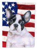 French Bulldog Black White Patriotic House Flag 28x40 Porch Sleeve Pole Decorative Outside Yard Banner Artwork Wall Hanging, Polyester