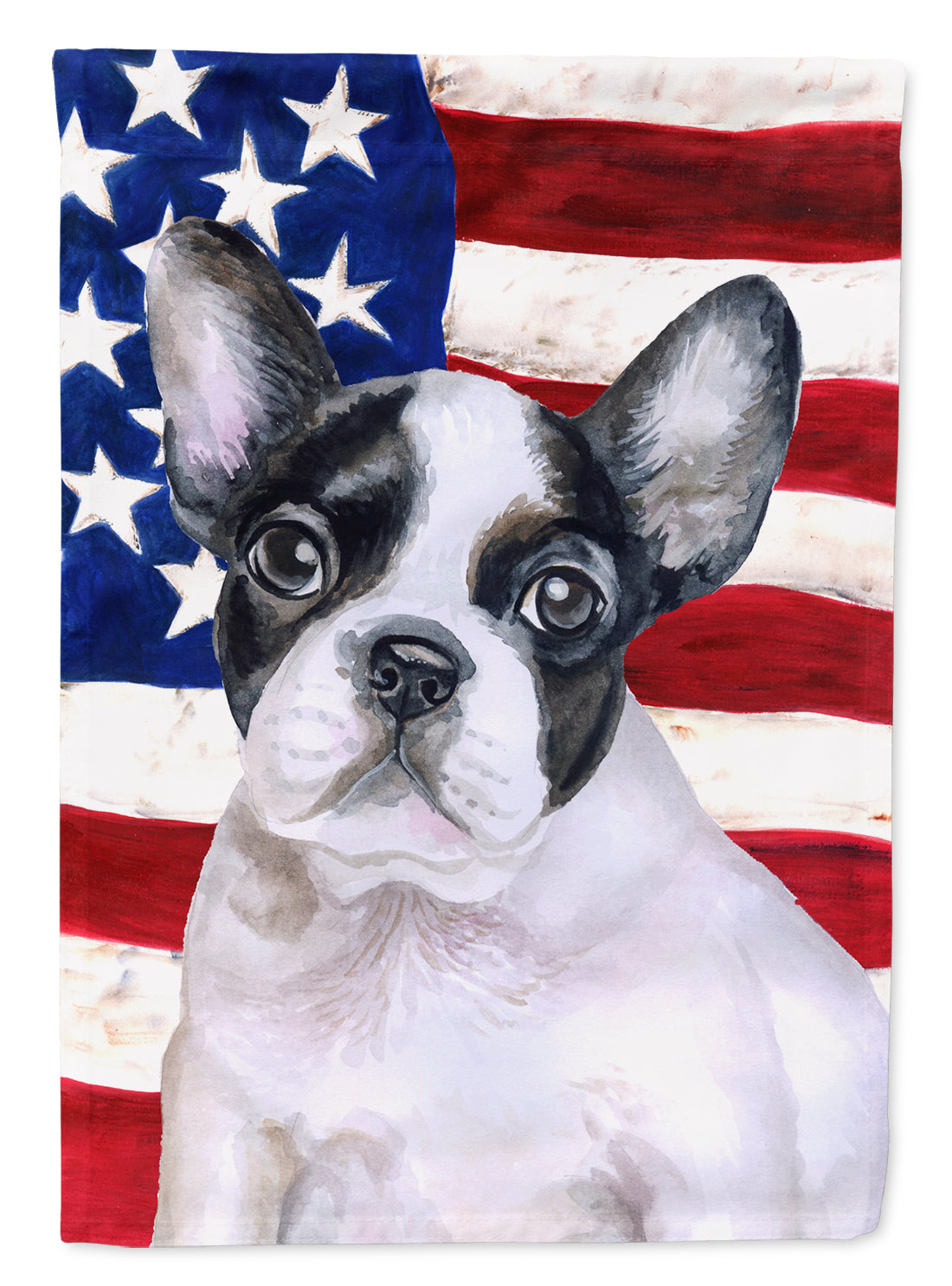 French Bulldog Black White Patriotic House Flag 28x40 Porch Sleeve Pole Decorative Outside Yard Banner Artwork Wall Hanging, Polyester