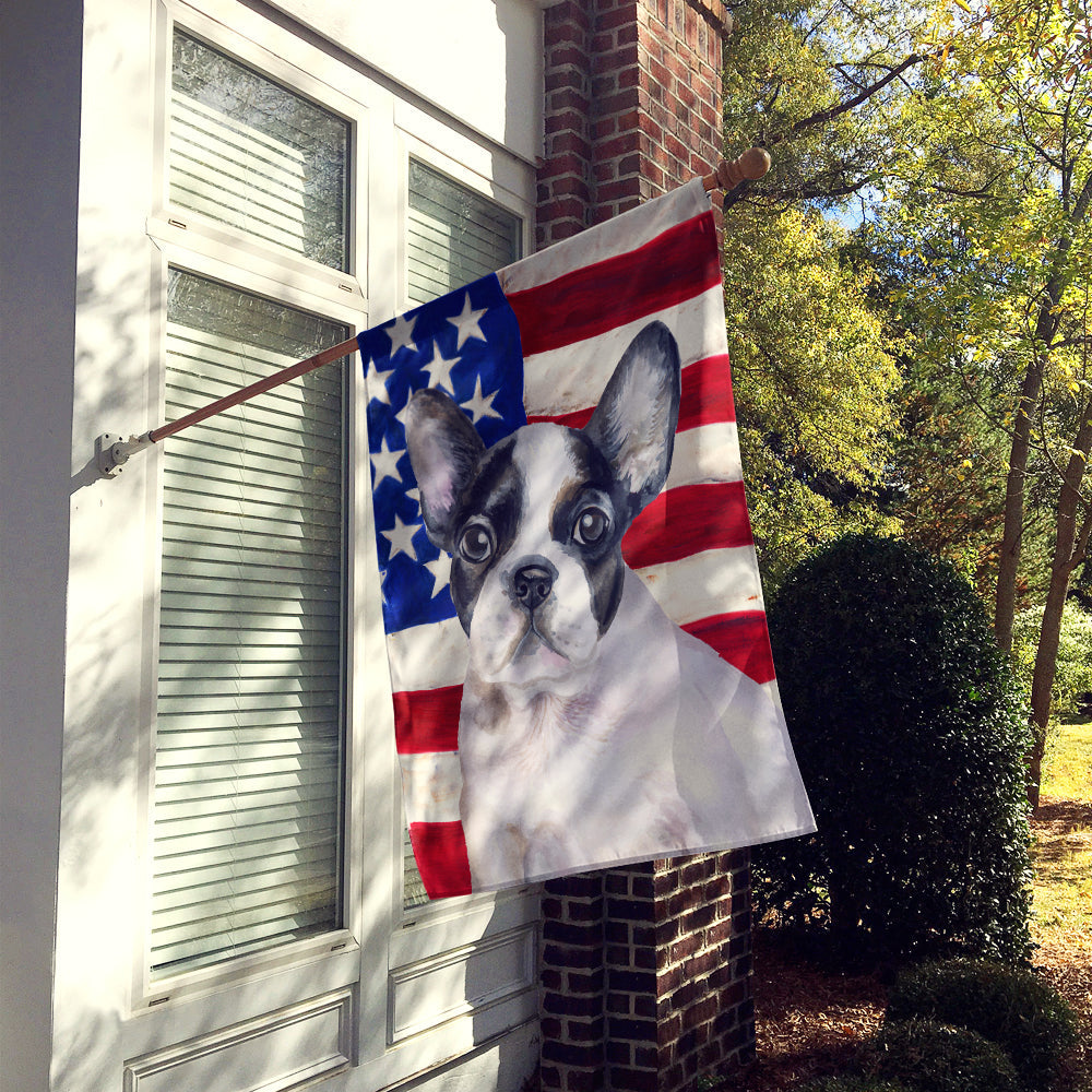 French Bulldog Black White Patriotic House Flag 28x40 Porch Sleeve Pole Decorative Outside Yard Banner Artwork Wall Hanging, Polyester