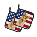 German Shepherd #2 Patriotic Pot Holder Set of 2 Heat Resistant Quilted Hot Pads 7.5 x 7.5 Inch, Insulated Kitchen Trivets for Cooking & Baking