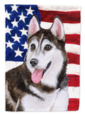 Siberian Husky #2 Patriotic House Flag 28x40 Porch Sleeve Pole Decorative Outside Yard Banner Artwork Wall Hanging, Polyester