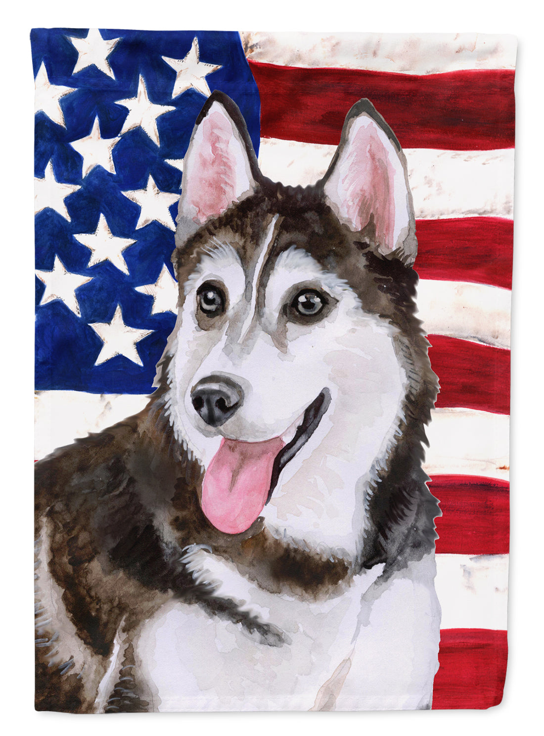 Siberian Husky #2 Patriotic House Flag 28x40 Porch Sleeve Pole Decorative Outside Yard Banner Artwork Wall Hanging, Polyester