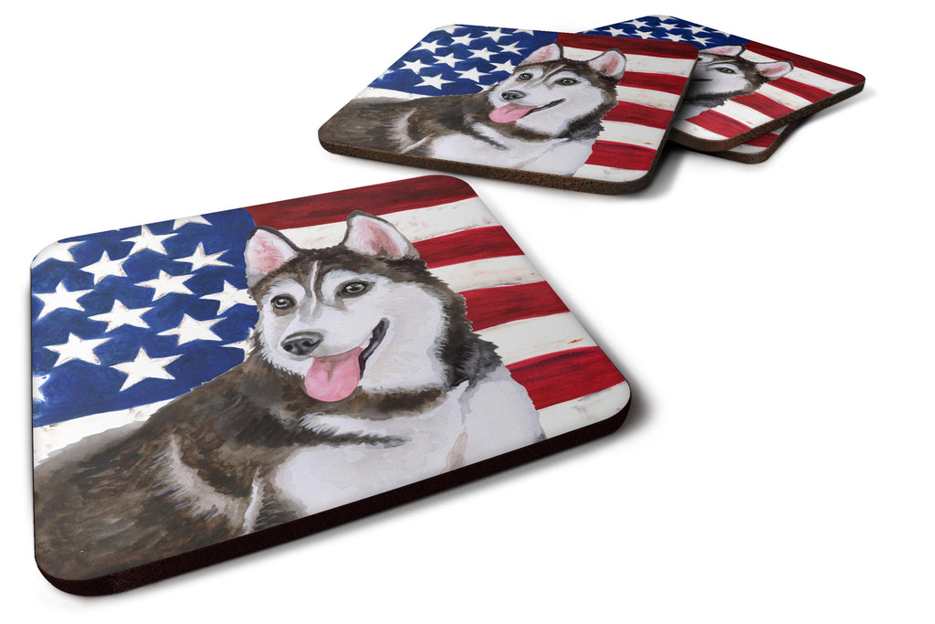 Siberian Husky #2 Patriotic Foam Coasters Set of 4 Cup Coasters for Indoor Outdoor, Tabletop Protection, Anti Slip, Mouse pad Material