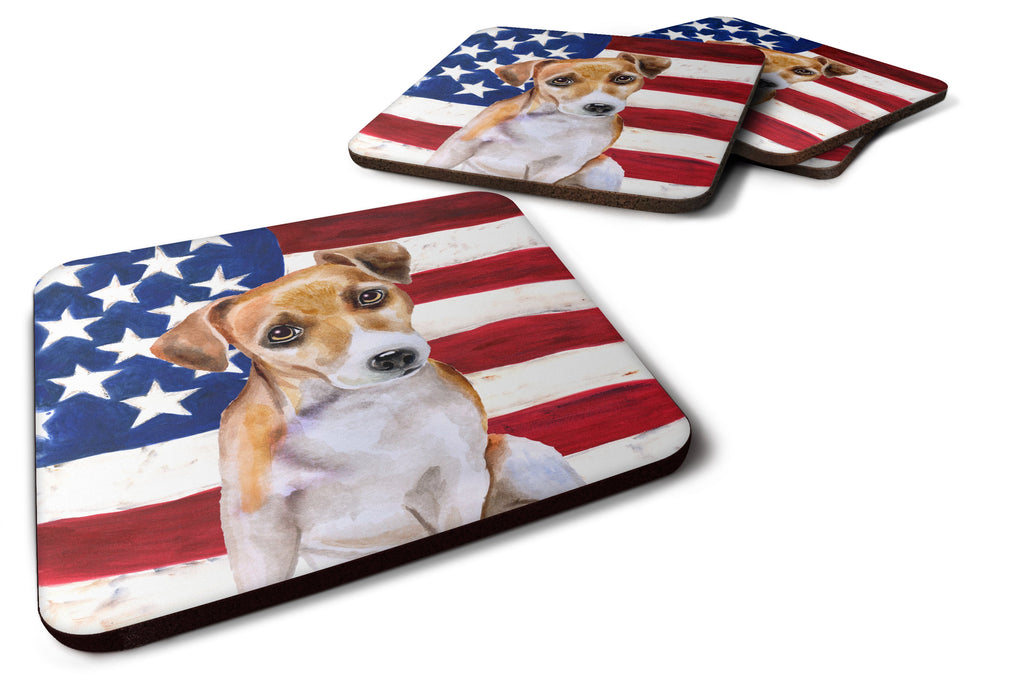 Jack Russell Terrier #2 Patriotic Foam Coasters Set of 4 Cup Coasters for Indoor Outdoor, Tabletop Protection, Anti Slip, Mouse pad Material