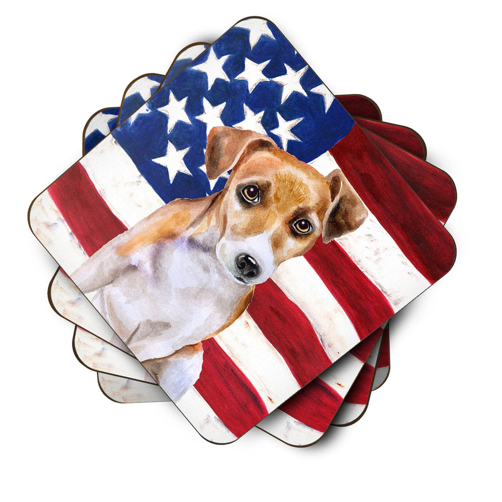 Jack Russell Terrier #2 Patriotic Foam Coasters Set of 4 Cup Coasters for Indoor Outdoor, Tabletop Protection, Anti Slip, Mouse pad Material