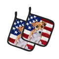 Jack Russell Terrier #2 Patriotic Pot Holder Set of 2 Heat Resistant Quilted Hot Pads 7.5 x 7.5 Inch, Insulated Kitchen Trivets for Cooking & Baking
