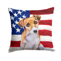 Jack Russell Terrier #2 Patriotic Decorative Throw Pillow 14x14 Indoor Outdoor Accent Cushion, Fabric Cover with Insert for Sofa, Bed, Porch & Living Room