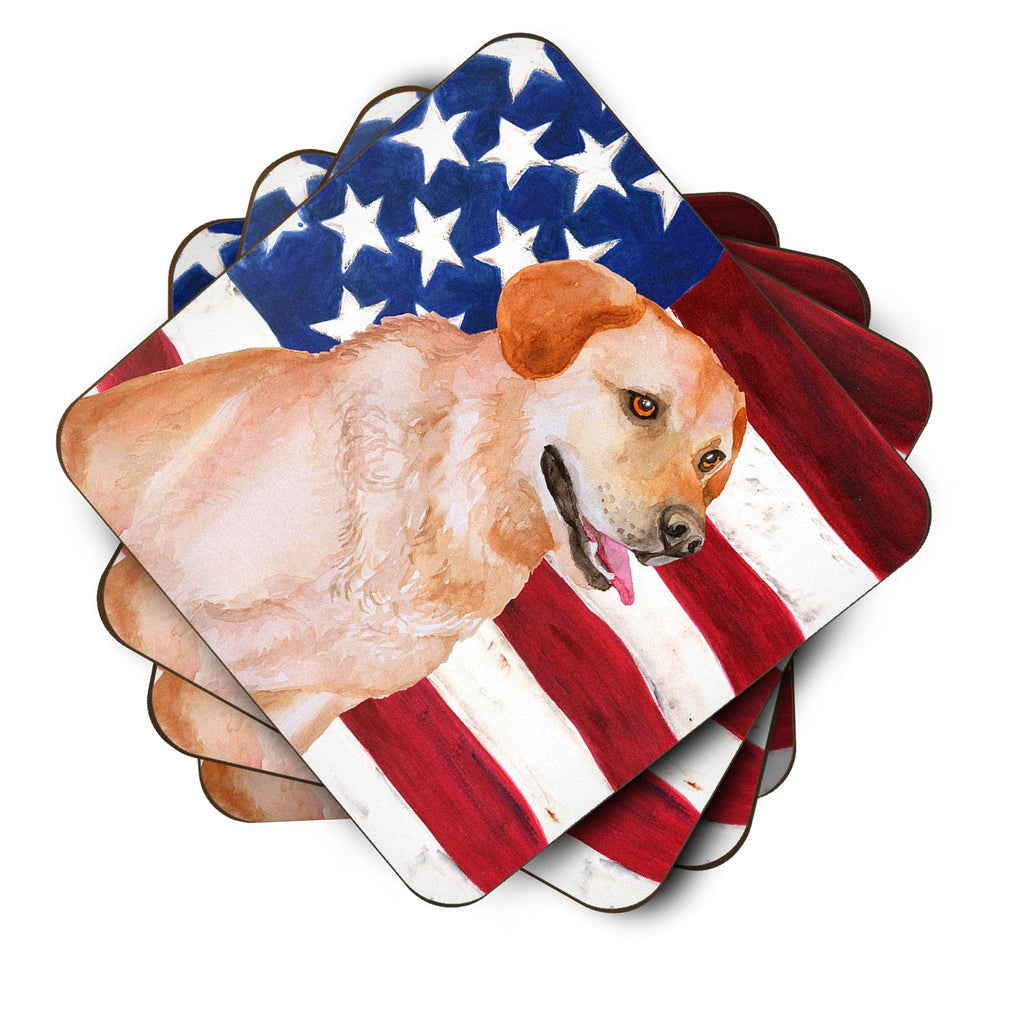 Labrador Retriever Patriotic Foam Coasters Set of 4 Cup Coasters for Indoor Outdoor, Tabletop Protection, Anti Slip, Mouse pad Material