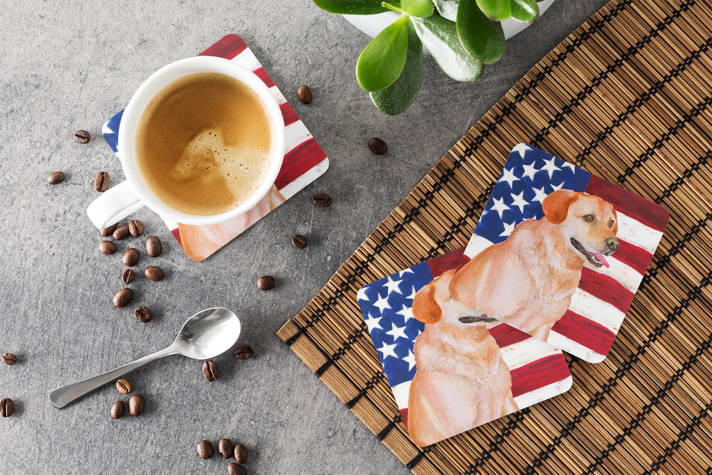 Labrador Retriever Patriotic Foam Coasters Set of 4 Cup Coasters for Indoor Outdoor, Tabletop Protection, Anti Slip, Mouse pad Material