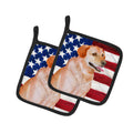 Labrador Retriever Patriotic Pot Holder Set of 2 Heat Resistant Quilted Hot Pads 7.5 x 7.5 Inch, Insulated Kitchen Trivets for Cooking & Baking
