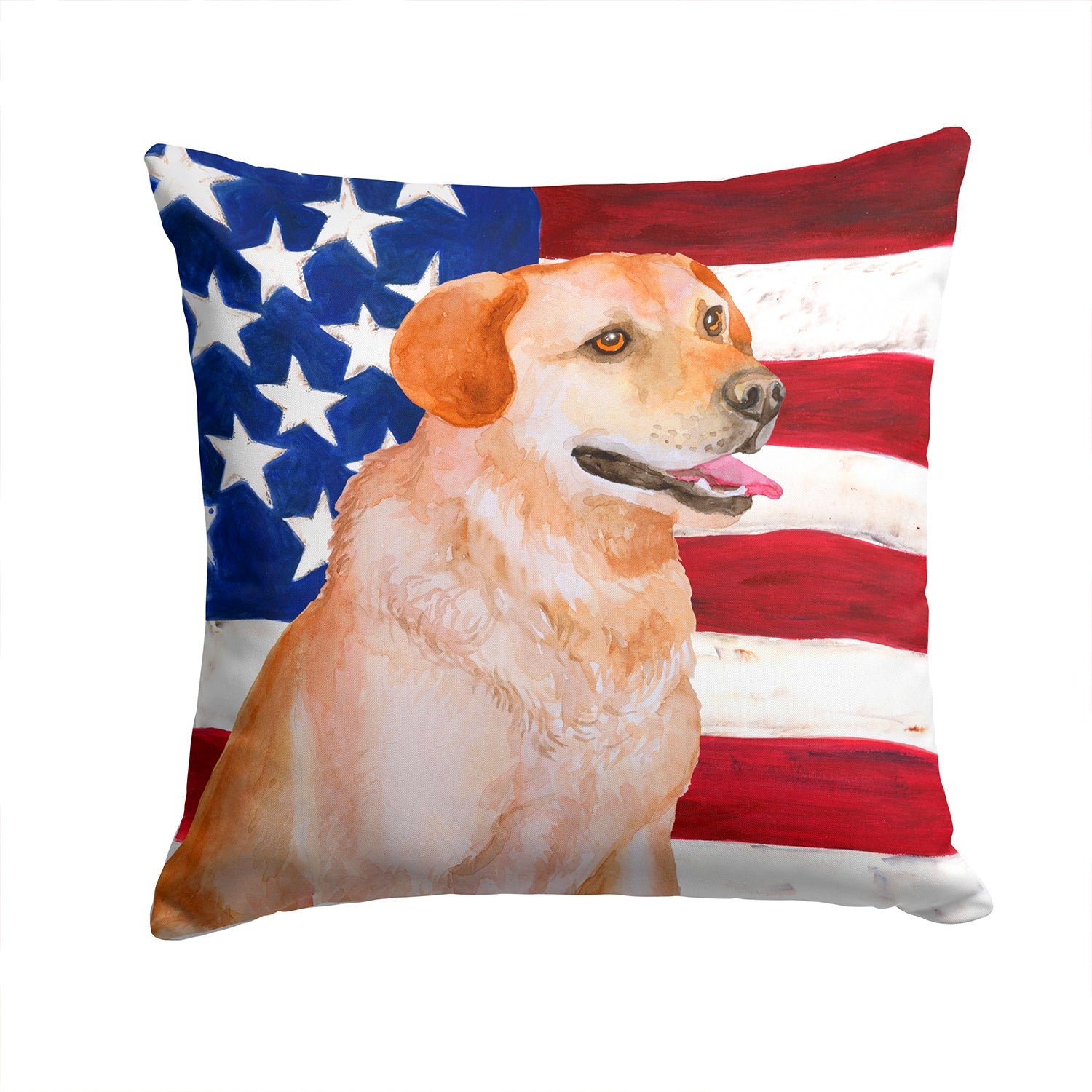 Labrador Retriever Patriotic Decorative Throw Pillow 14x14 Indoor Outdoor Accent Cushion, Fabric Cover with Insert for Sofa, Bed, Porch & Living Room