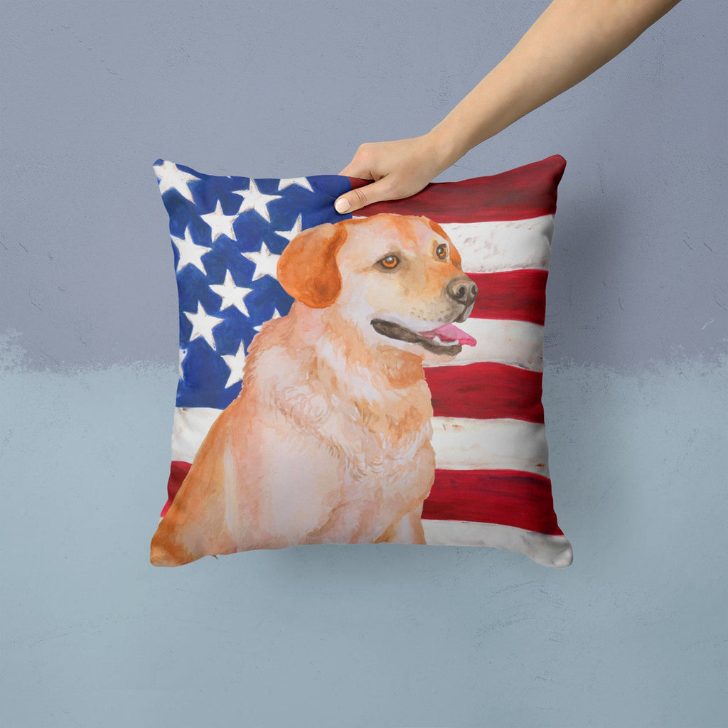 Labrador Retriever Patriotic Decorative Throw Pillow 14x14 Indoor Outdoor Accent Cushion, Fabric Cover with Insert for Sofa, Bed, Porch & Living Room