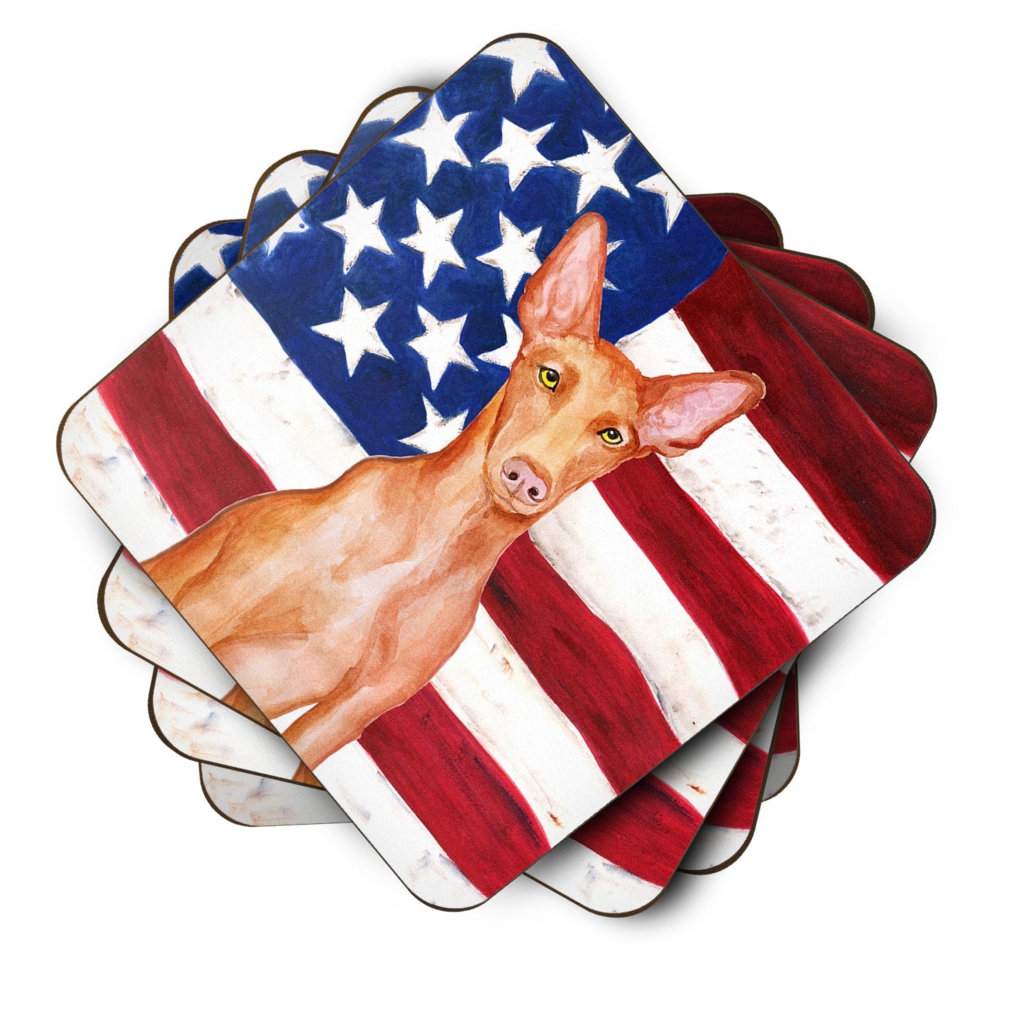 Pharaoh Hound Patriotic Foam Coasters Set of 4 Cup Coasters for Indoor Outdoor, Tabletop Protection, Anti Slip, Mouse pad Material