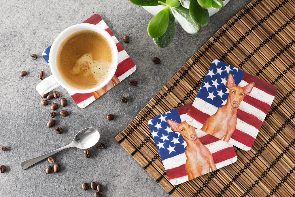 Pharaoh Hound Patriotic Foam Coasters Set of 4 Cup Coasters for Indoor Outdoor, Tabletop Protection, Anti Slip, Mouse pad Material