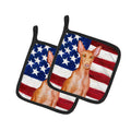 Pharaoh Hound Patriotic Pot Holder Set of 2 Heat Resistant Quilted Hot Pads 7.5 x 7.5 Inch, Insulated Kitchen Trivets for Cooking & Baking
