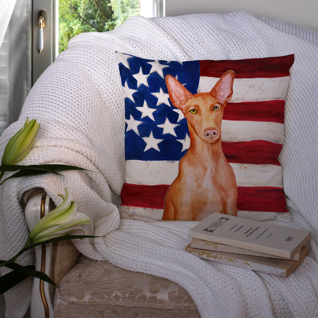 Pharaoh Hound Patriotic Decorative Throw Pillow 14x14 Indoor Outdoor Accent Cushion, Fabric Cover with Insert for Sofa, Bed, Porch & Living Room