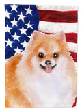 Pomeranian #2 Patriotic House Flag 28x40 Porch Sleeve Pole Decorative Outside Yard Banner Artwork Wall Hanging, Polyester