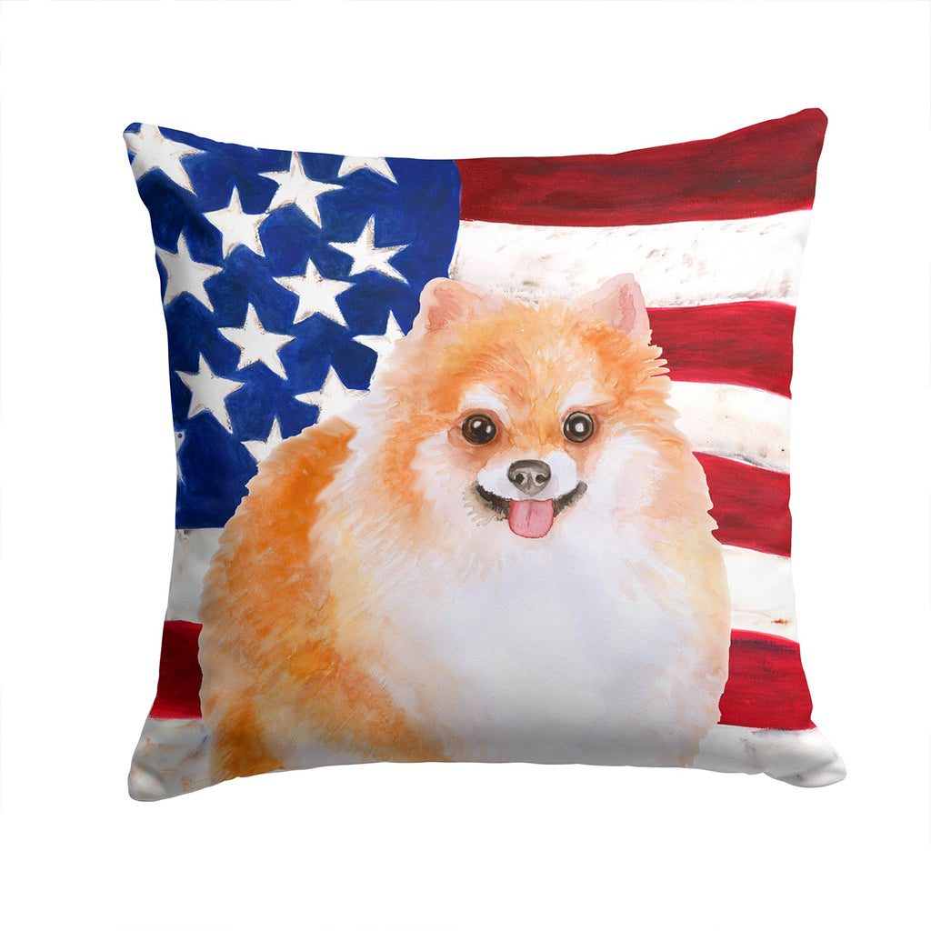Pomeranian #2 Patriotic Decorative Throw Pillow 14x14 Indoor Outdoor Accent Cushion, Fabric Cover with Insert for Sofa, Bed, Porch & Living Room