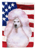 White Standard Poodle Patriotic House Flag 28x40 Porch Sleeve Pole Decorative Outside Yard Banner Artwork Wall Hanging, Polyester