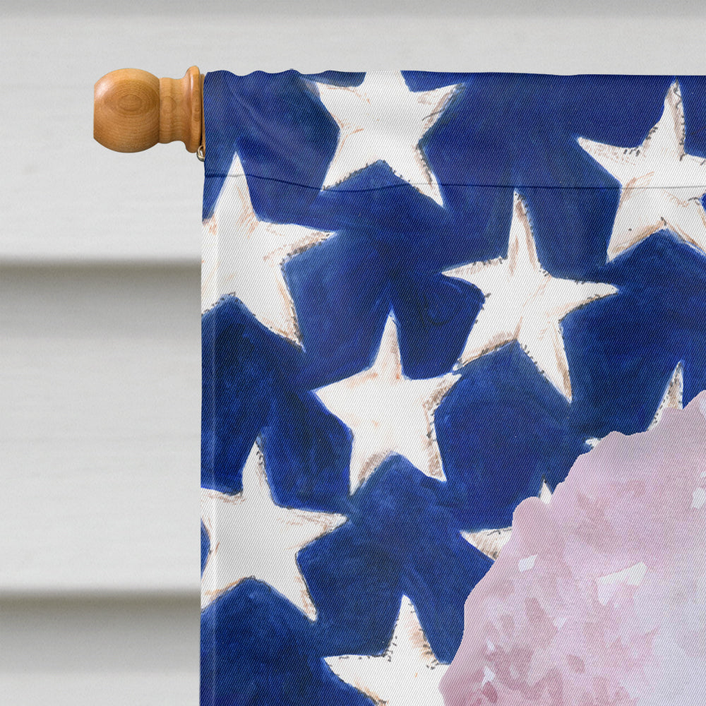 White Standard Poodle Patriotic House Flag 28x40 Porch Sleeve Pole Decorative Outside Yard Banner Artwork Wall Hanging, Polyester