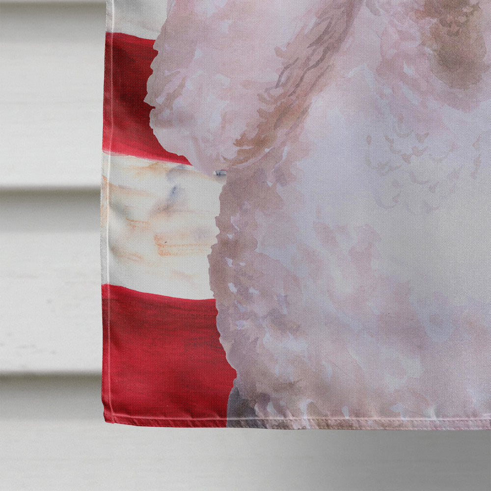 White Standard Poodle Patriotic House Flag 28x40 Porch Sleeve Pole Decorative Outside Yard Banner Artwork Wall Hanging, Polyester