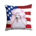 White Standard Poodle Patriotic Decorative Throw Pillow 14x14 Indoor Outdoor Accent Cushion, Fabric Cover with Insert for Sofa, Bed, Porch & Living Room