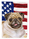 Fawn Pug Patriotic House Flag 28x40 Porch Sleeve Pole Decorative Outside Yard Banner Artwork Wall Hanging, Polyester