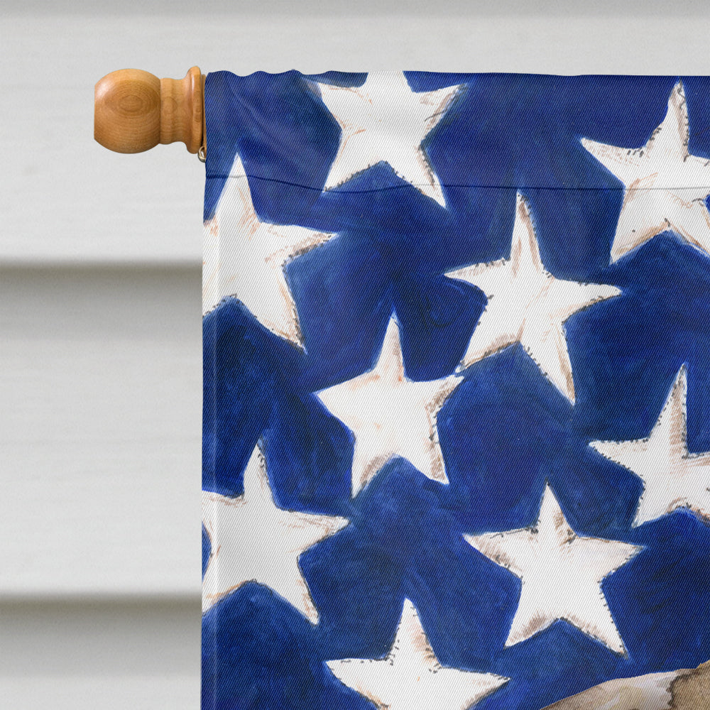 Fawn Pug Patriotic House Flag 28x40 Porch Sleeve Pole Decorative Outside Yard Banner Artwork Wall Hanging, Polyester