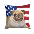 Fawn Pug Patriotic Decorative Throw Pillow 14x14 Indoor Outdoor Accent Cushion, Fabric Cover with Insert for Sofa, Bed, Porch & Living Room