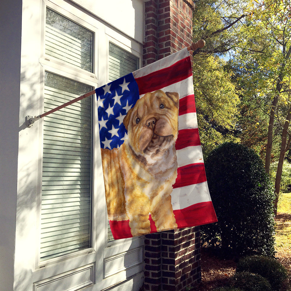 Shar Pei Puppy Patriotic House Flag 28x40 Porch Sleeve Pole Decorative Outside Yard Banner Artwork Wall Hanging, Polyester