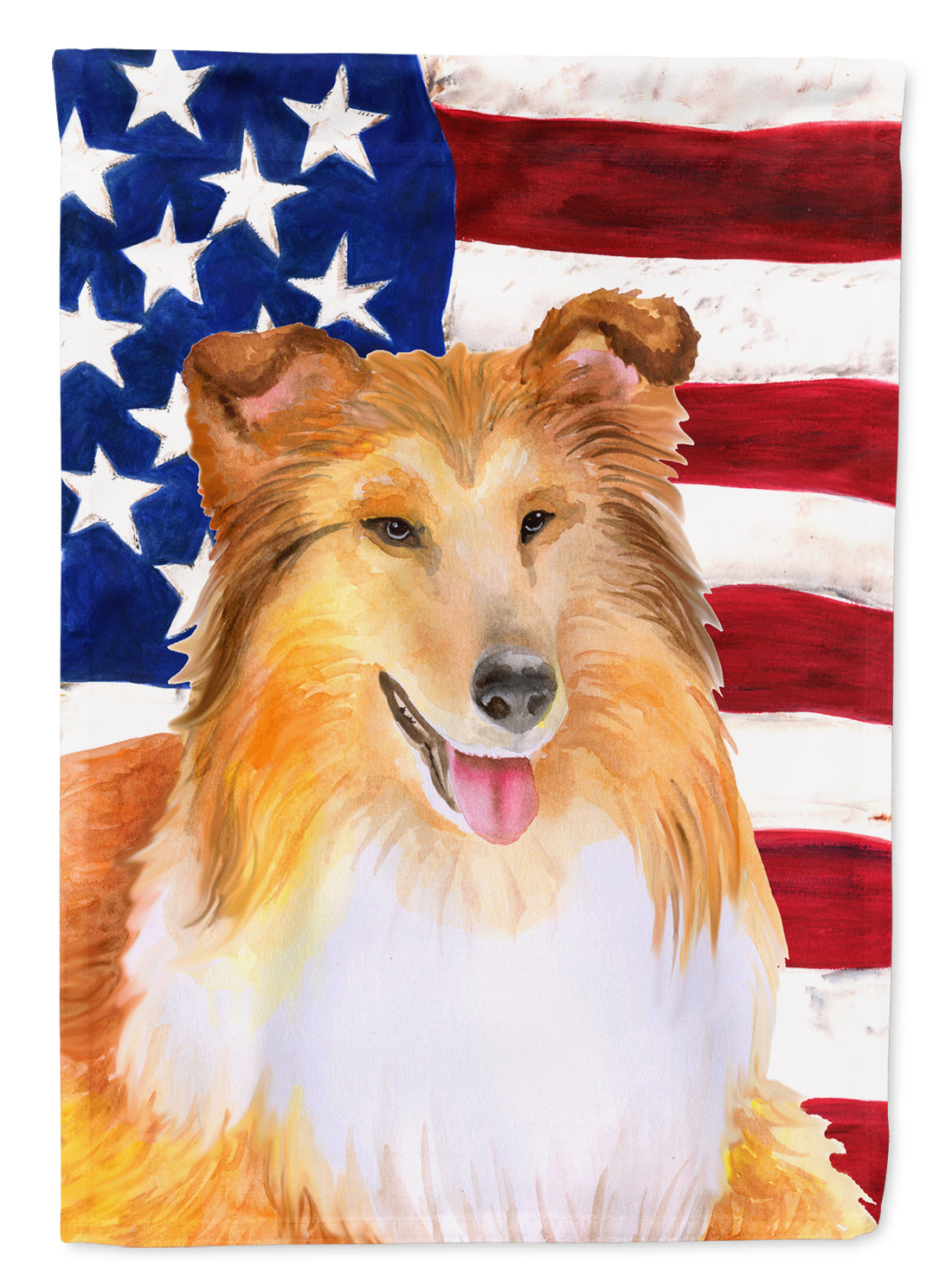 Sheltie Patriotic House Flag 28x40 Porch Sleeve Pole Decorative Outside Yard Banner Artwork Wall Hanging, Polyester