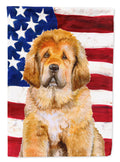 Tibetan Mastiff Patriotic House Flag 28x40 Porch Sleeve Pole Decorative Outside Yard Banner Artwork Wall Hanging, Polyester