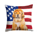 Tibetan Mastiff Patriotic Decorative Throw Pillow 14x14 Indoor Outdoor Accent Cushion, Fabric Cover with Insert for Sofa, Bed, Porch & Living Room
