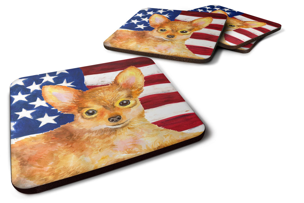 Toy Terrier Patriotic Foam Coasters Set of 4 Cup Coasters for Indoor Outdoor, Tabletop Protection, Anti Slip, Mouse pad Material