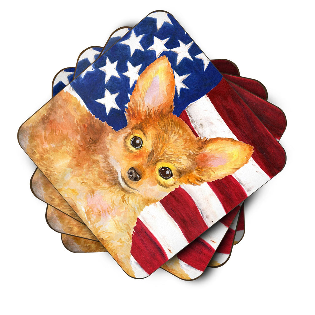 Toy Terrier Patriotic Foam Coasters Set of 4 Cup Coasters for Indoor Outdoor, Tabletop Protection, Anti Slip, Mouse pad Material