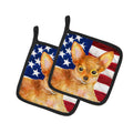 Toy Terrier Patriotic Pot Holder Set of 2 Heat Resistant Quilted Hot Pads 7.5 x 7.5 Inch, Insulated Kitchen Trivets for Cooking & Baking